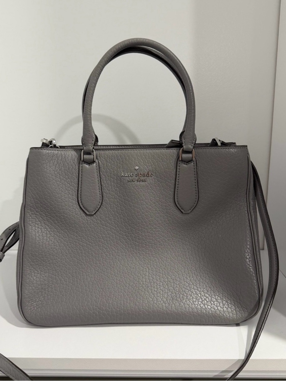 kate spade Gray Pebbled Leather Satchel